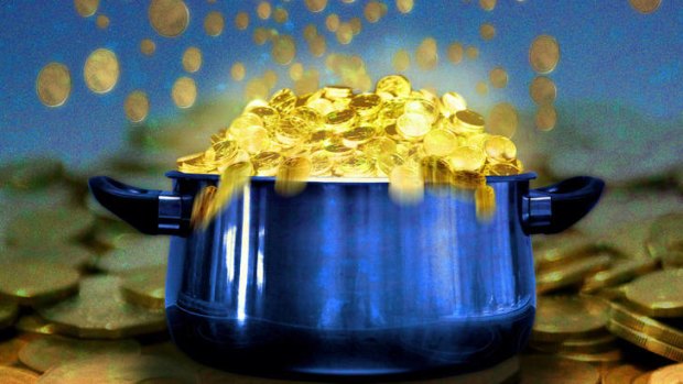 Pot of gold ... one expert advises against setting up an SMSF unless you already have a balance of $300,000. Illustration: Karl Hilzinger