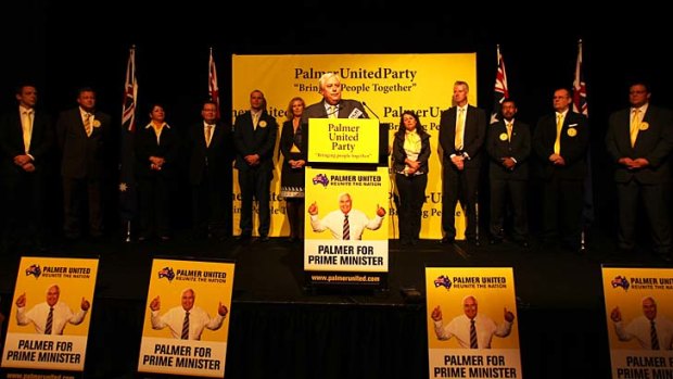 Meeting the candidates: Clive Palmer introduces some of the 40 members of his Palmer United Party standing in NSW.