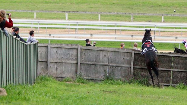 Banna Strand going over a fence at Tozer Rd and into the crowd of onlookers at Warrnambool.