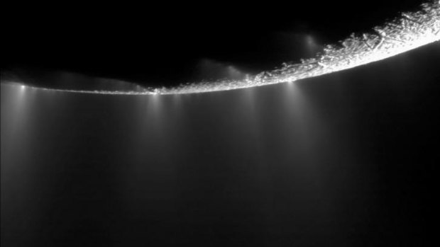 Water vapour jets at the southern polar region of Saturn's moon Enceladus.