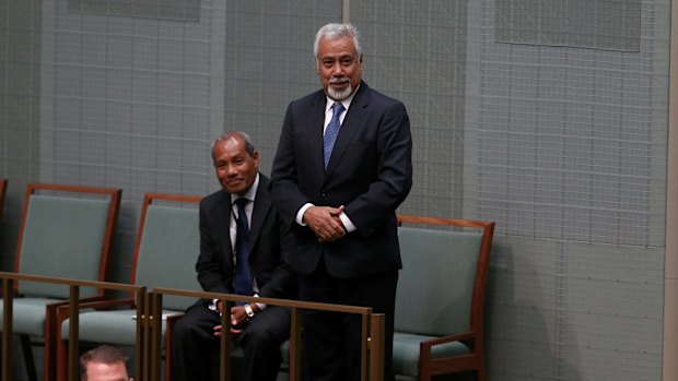 Former East Timor prime minister Xanana Gusmao at Parliament House in Canberra on Monday.