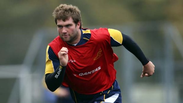 Against the grain . . . Dubbo-born Wallabies back-rower Ben McCalman trains at the University of Glamorgan, in Treforest, Wales, this week. His family will be busy harvesting crops in his absence.