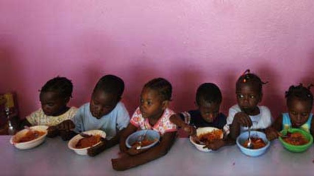 Some of the 31 orphans aged 2-10, at God's Littlest Angels Orphanage in Petionville, Haiti.