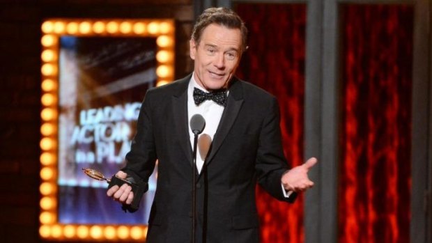 Bryan Cranston accepts the best actor Tony for <i>All The Way</i>.