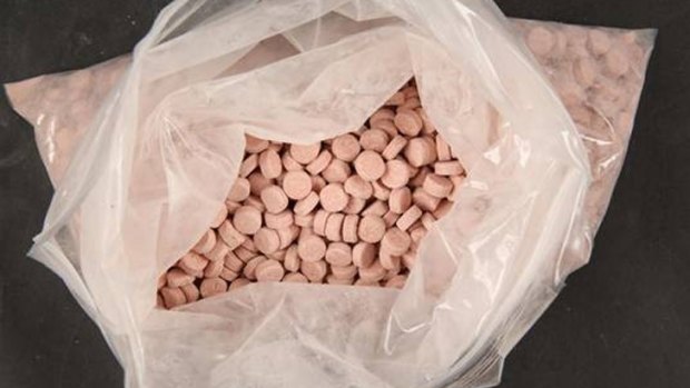 A bag of ecstasy pills found at the Oxenford house on Sunday afternoon. Photo: Queensland Police Service.