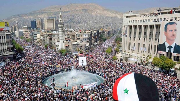 A pro-government rally in Damascus.