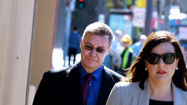 Michael Atkins arrives at the Coroner's Court last October for the inquest into the death of Matthew Leveson.