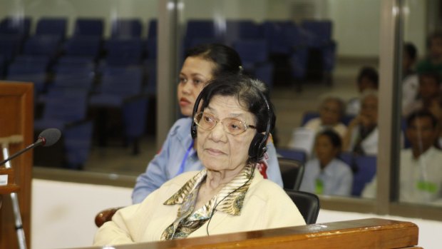 Ieng Thirith, the Khmer Rouge's former Social Affairs Minister and wife to Ieng Sary, the communist group's former Foreign Minister, attends the UN-backed tribunal into the Khmer Rouge's crimes in 2010.