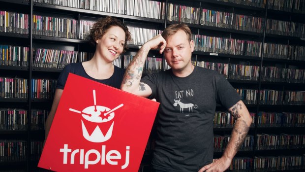 Triple J presenters Zan Rowe and Lindsay McDougall ahead of JJJ Hottest 100 countdown two years ago.