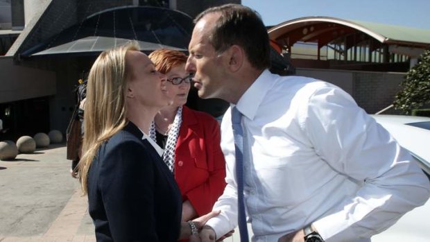 Tony Abbott during the campaign with now Liberal member for Lindsay Fiona Scott.
