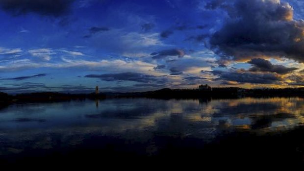 Kevin Thornhill's entry in the Canberra Times Autumn photo competition. Titled Deep Blue, it captures an autumn sunset from Mount Ainslie.