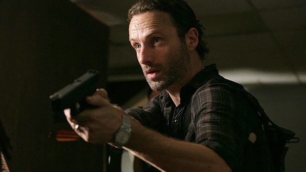 Rick Grimes (Andrew Lincoln) protects his small group of survivors.