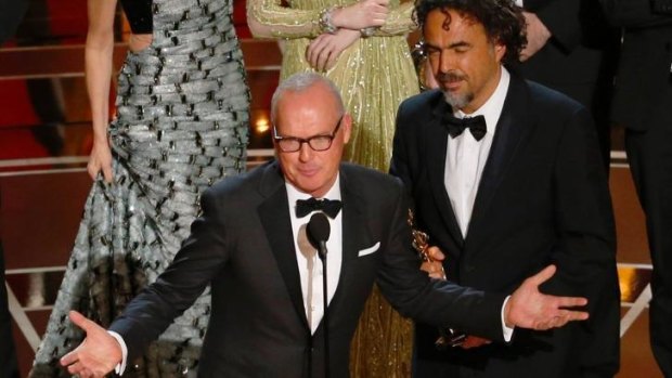 He might have made it onto the stage for Best Picture, but actor Michael Keaton (pictured with Birdman director Alejandro Inarritu) was ready to go up a few categories earlier.