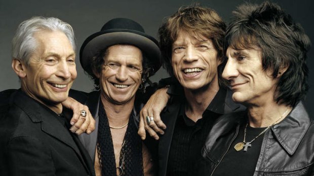 The Rolling Stones, from left, Charlie Watts, Keith Richards, Mick Jagger, and Ron Wood.