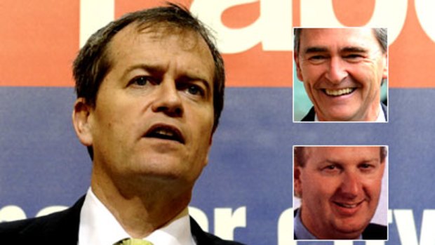 Bill Shorten and (inset top) John Brumby and Craig Langdon.