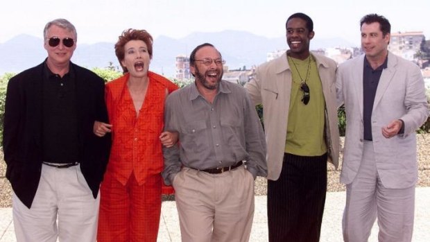 Mike Nichols, Emma Thompson, novelist Joe Klein, Adrian Lester and John Travolta at the Palais des festivals in Cannes in 1988.