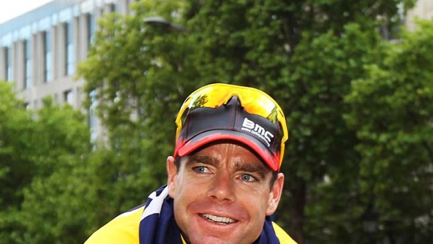 Riding high: Tour de France winner Cadel Evans.