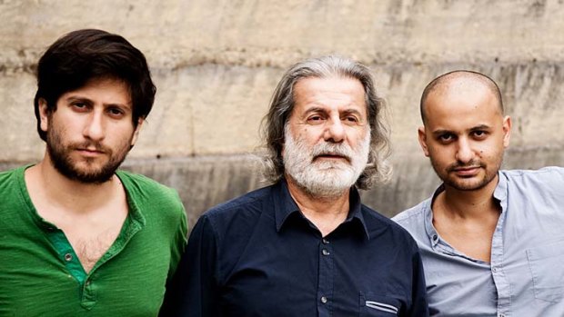 Family: Marcel Khalife with his sons Rami, left, and Bachar. They have robust artistic discussions, says Khalife.