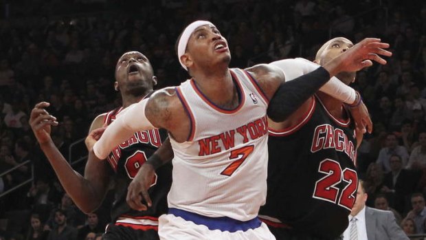 Tussle ... MVP contender Carmelo Anthony can lead the Knicks to glory come the play-offs, but Luol Deng's Bulls are a good outside bet for the championship.
