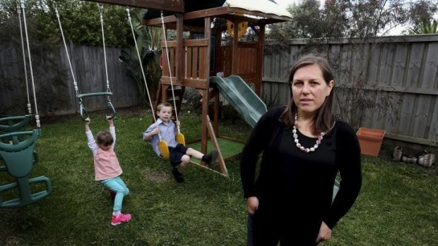 Alice Osborne at her Point Cook home with children Lucy (3) and William (6).