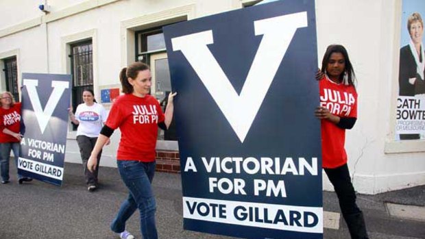 Labor poll attendants will invoke state-of-origin rivalries today in the hope "our" Julia wins. <i>Picture: Rebecca Hallas</i>