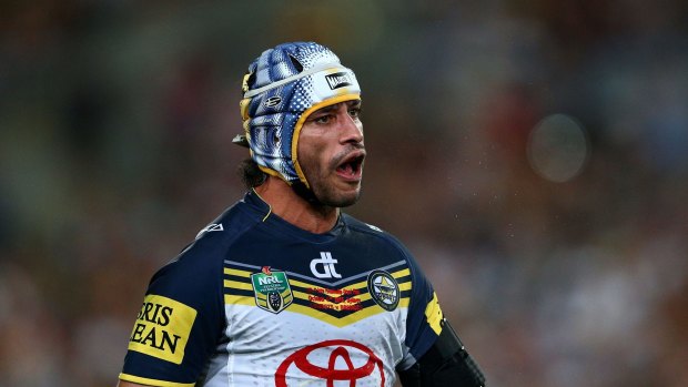 Doubts: Johnathan Thurston looks on during the second half of the 2015 NRL Grand Final.