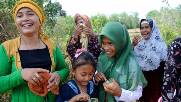 Relieved refugees: Shiites have been living at the Puspo Argo housing complex on the outskirts of Surabaya since being hounded out of their village.