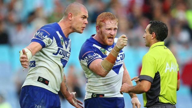 Ref rage: David Klemmer and James Graham blast referee Gerard Sutton on Good Friday.