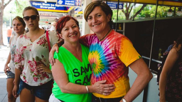 Christine Forster (right) with her partner Virginia Edwards.