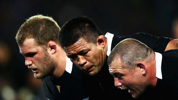 Owen Franks (L), Keven Mealamu (C) and Tony Woodcock  are set to test the Wallabies' scrum.