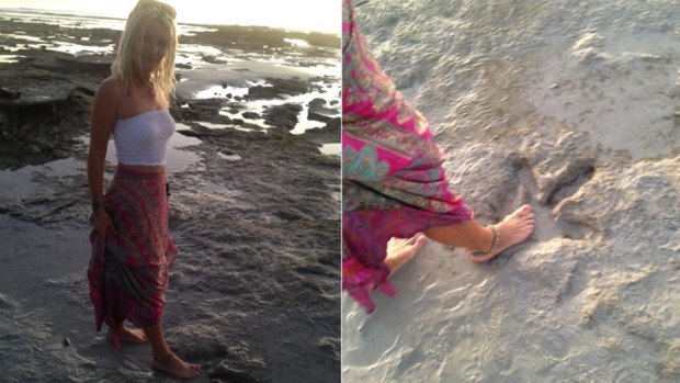 Bindi Lee Porth stumbled across the dinosaur print on Cable Beach.
