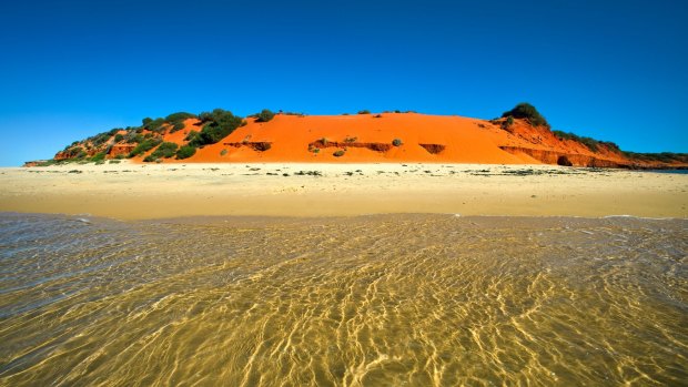 Red dunes and white beaches at Cape Peron. 