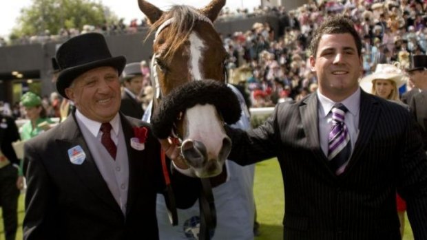 Common people: Joe Janiak and son Ben with Takeover Target at Royal Ascot in 2006.