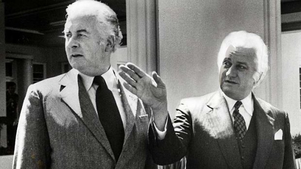 Former prime minister Gough Whitlam and former Governor General Sir John Kerr.