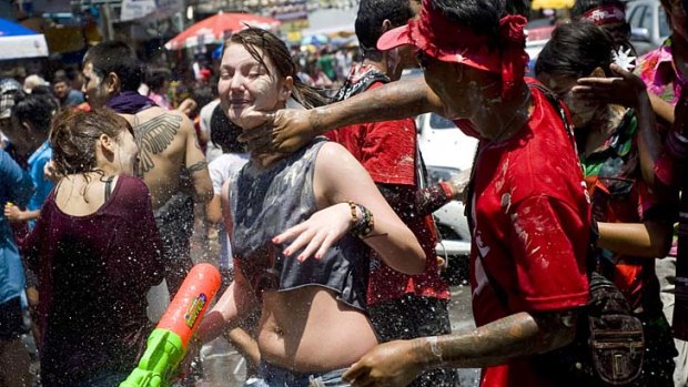 It's going to ruin your clothes ... getting pasted at the Songkran festival in Bangkok.