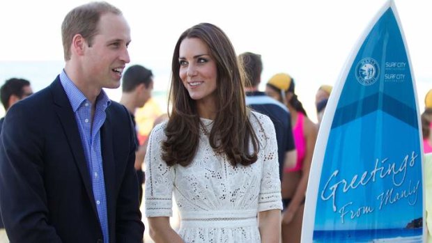 William and Kate visit Manly Beach on Friday to view a surf life saving display.