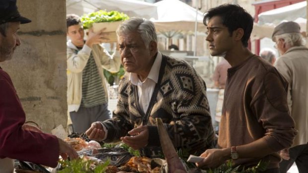 Culture clash: Papa (Om Puri, centre) and Hassan (Manish Dayal) shopping for food.