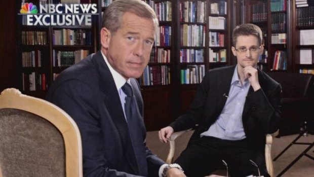 NBC's Brian Williams (left) with former National Security Agency contractor Edward Snowden in Moscow.