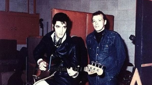 Elvis Presley with producer Chips Moman, who has passed away aged 79.