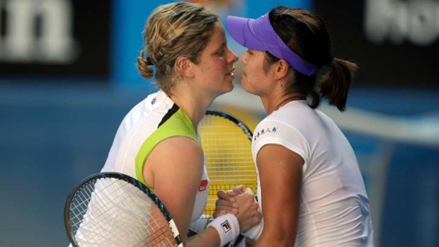 Kim Clijsters after beating Na Li on Rod Laver Arena.