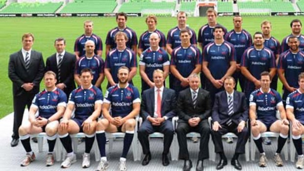 The Melbourne Rebels, without key signing Danny Cipriani, line up to promote the new side yesterday.