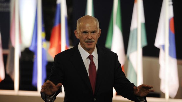 The Greek Prime Minister, George Papandreou, after crisis talks in Cannes.
