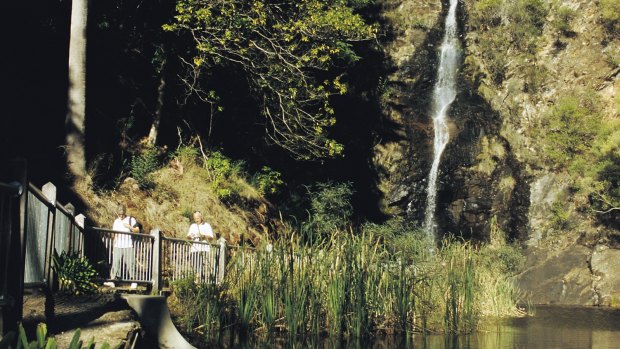 The 18-metre waterfall flows all year round.