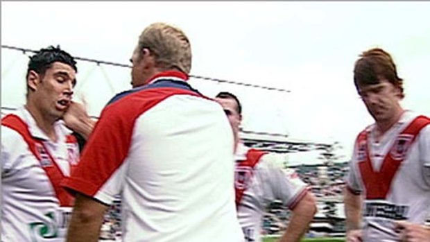Open handed ... former St George Illawarra skipper Trent Barrett was famously slapped by then coach Nathan Brown in 2003.