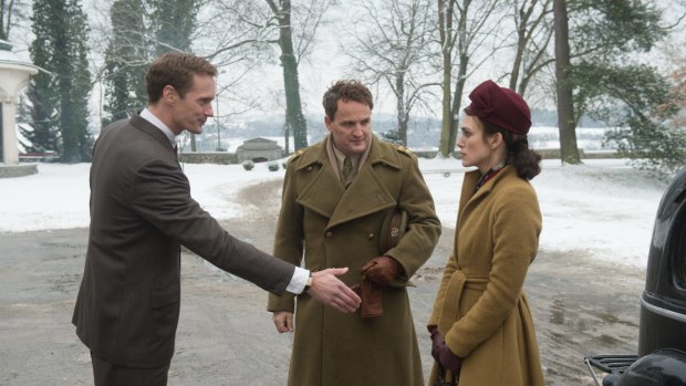 Clarke (middle) with Alexander Skarsgaard and Keira Knightley in The Aftermath. 