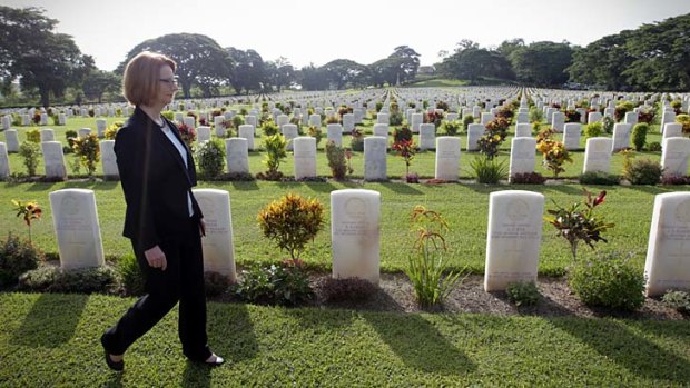 Prime Minister Julia Gillard at the Bomana War Cemetery.