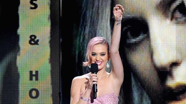 Katy Perry takes to the stage at the Grammy Awards nominations.