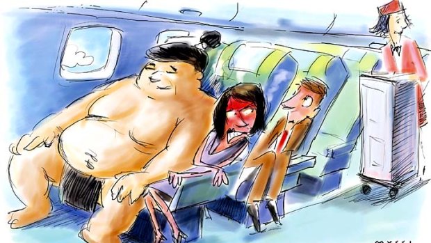 Australian airlines have rejected calls to introduce a 'fat tax' on obese passengers. Illustration: Michael Mucci.