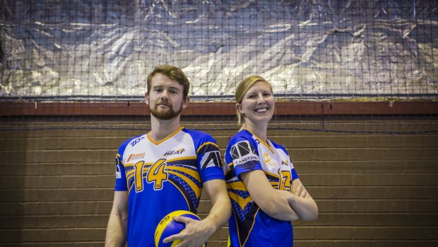Ready to battle Sydney: Captains Dan Tyrrell and Ashley Rogge of Canberra Heat men's and women's teams. 