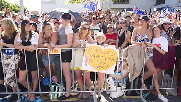 Popular: People came out in crowds to meet the Duke and Duchess in South Bank.